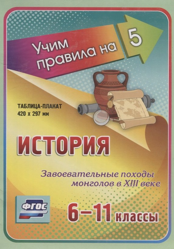 История. Завоевательные походы монголов в XIII веке. 6-11 классы. Таблица-плакат
История. Завоевательные походы монголов в XIII веке. 6-11 классы. Таблица-плакат