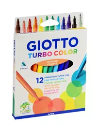 Фломастеры 12цв "GIOTTO TURBO COLOR", европодвес, на водной основе, GIOTTO