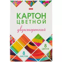 Картон цветной 08цв 08л А4 "Мозаика" мелованный, двусторонний, карт.папка