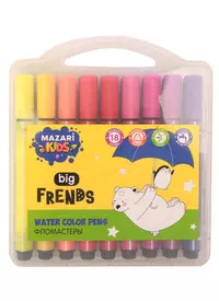 Фломастеры 18цв Jumbo BIG FRIENDS, блистер, подвес, MAZARI