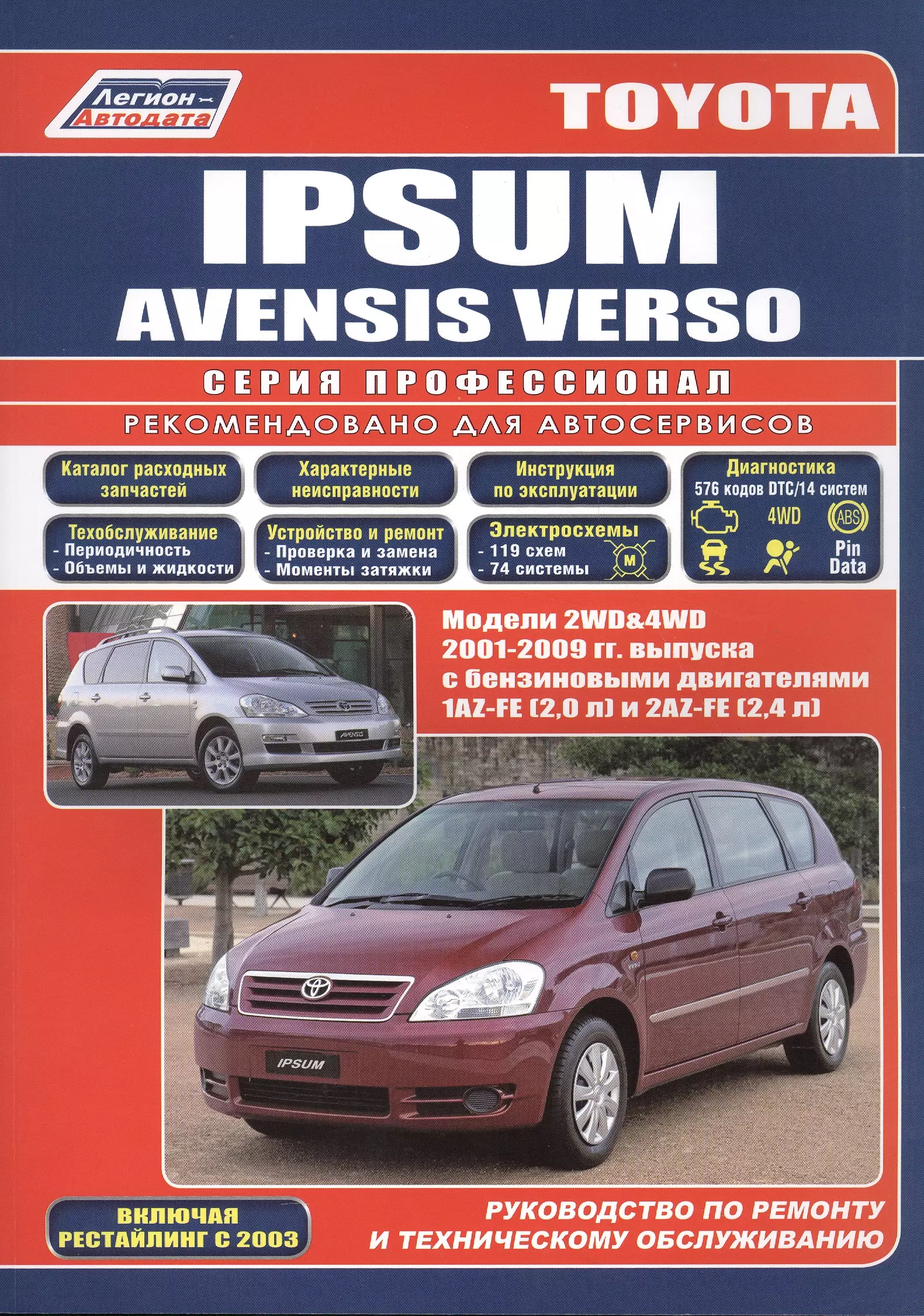 

Toyota Ipsum/Avensis Verso 2WD&4WD 2001-2009 гг. вып. с бенз. двиг. (ч/б) (мПрофессионал) (Легион-Ав