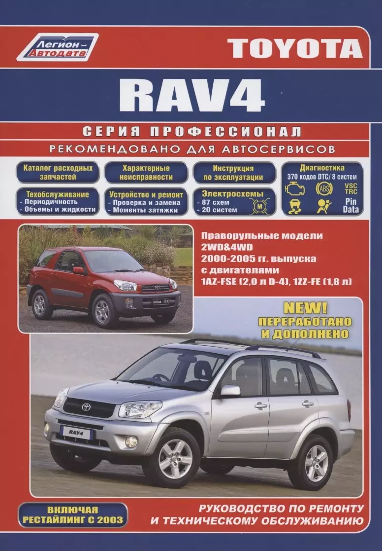  - Toyota RAV4. Праворульные модели 2WD&4WD c 2000-2005 гг. выпуска с двигателями 1AZ-FSE (2,0 л D-4), 1ЯЯ-АУ (1,8 л)