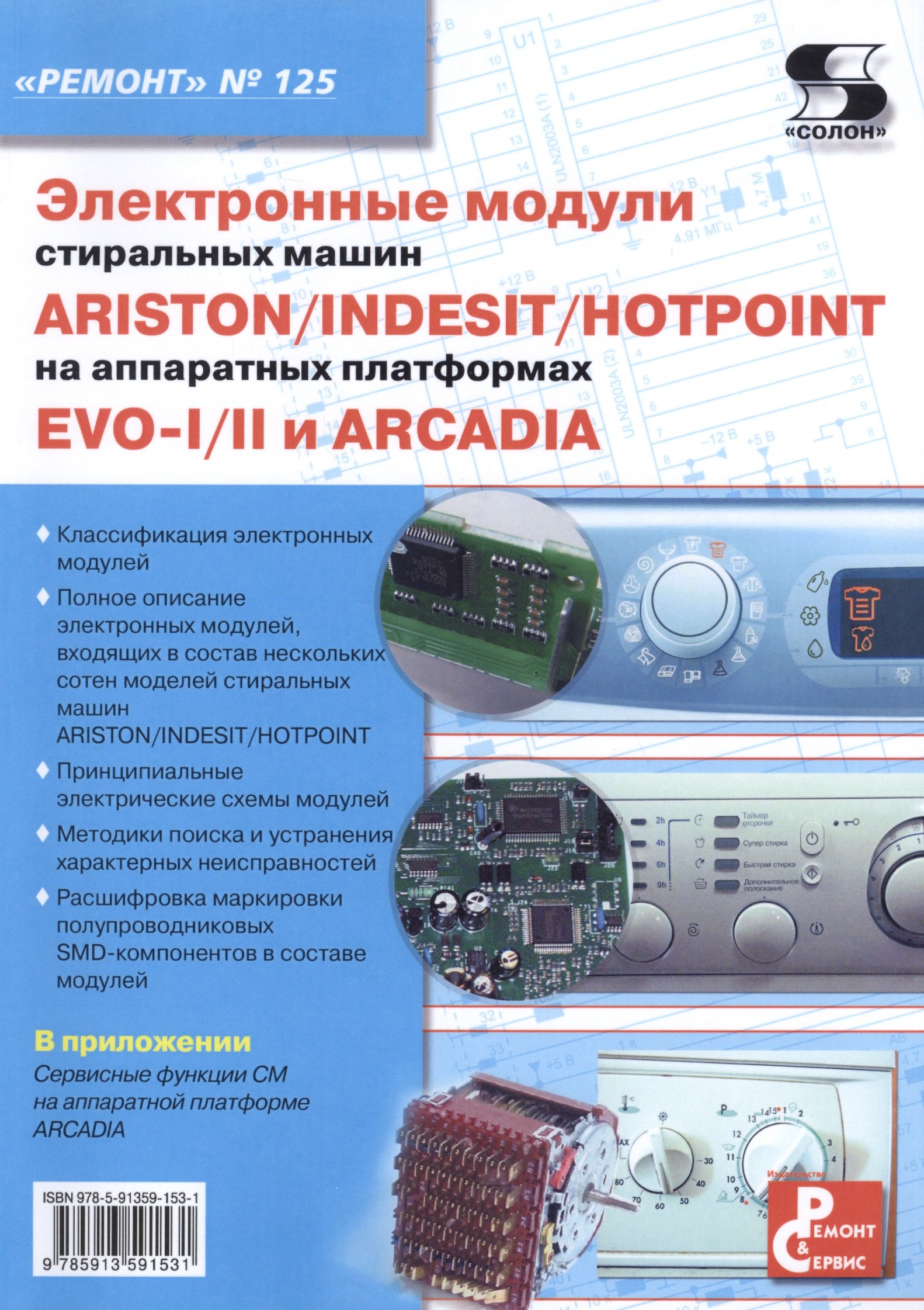 

Электронные модули стиральных машин INDESIT/ARISTON/HOTPOINT на аппаратных платформах EVO-I/II ARCADIA. Выпуск № 125