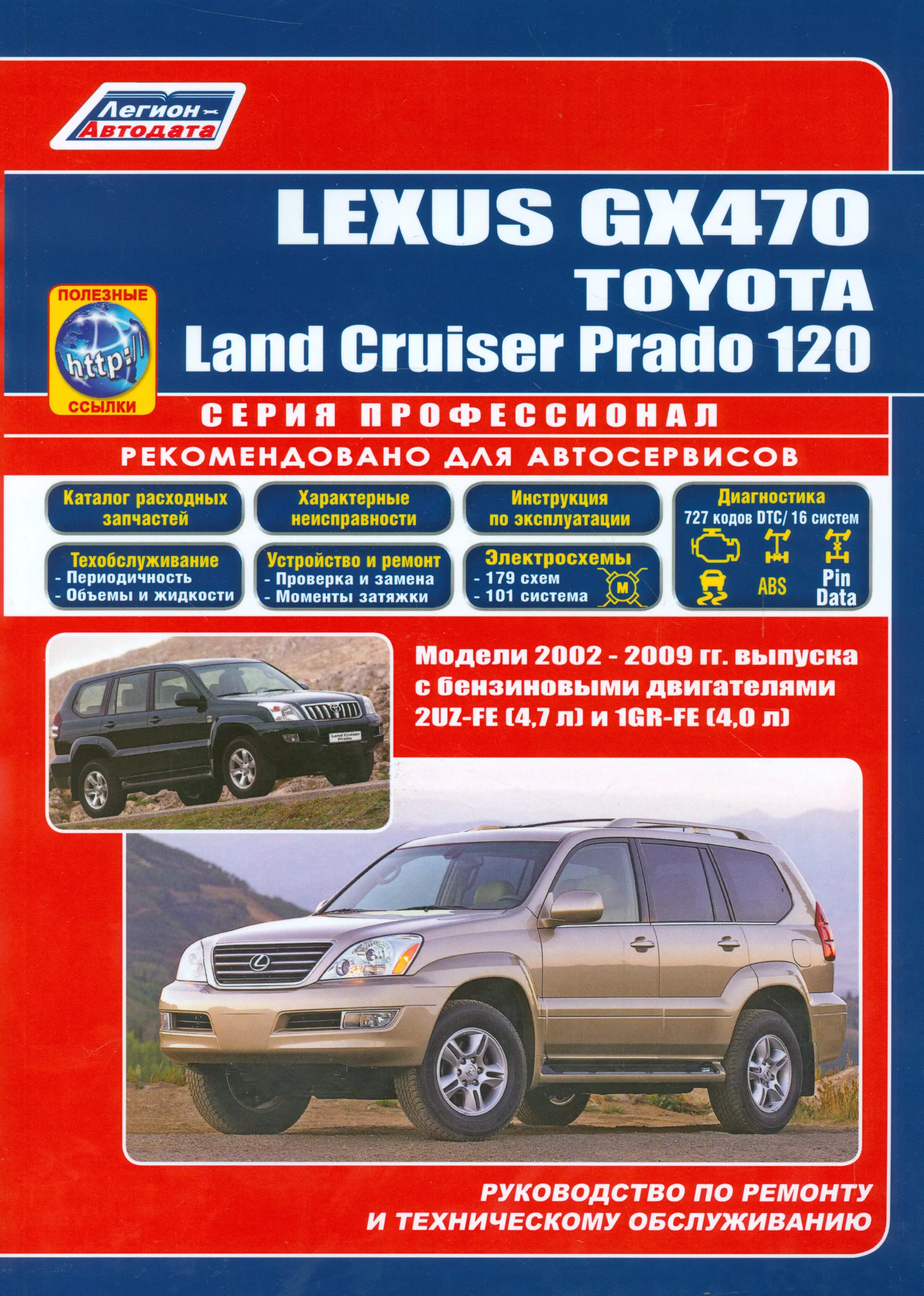  - Lexus GX 470. Toyota Land Cruiser Prado 120. Модели 2002-2009 гг. выпуска с бензиновыми двигателями 2UZ-FE (4,7 л.) и 1GR-FE (4,0 л.). Руководство по ремонту и техническому обслуживанию (+ полезные ссылки)