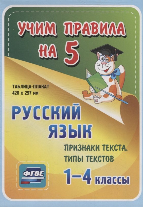 

Русский язык. Признаки текста. Типы текстов. 1-4 классы. Таблица-плакат