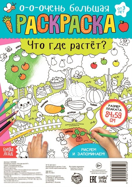 

Что где растет Раскраска-плакат