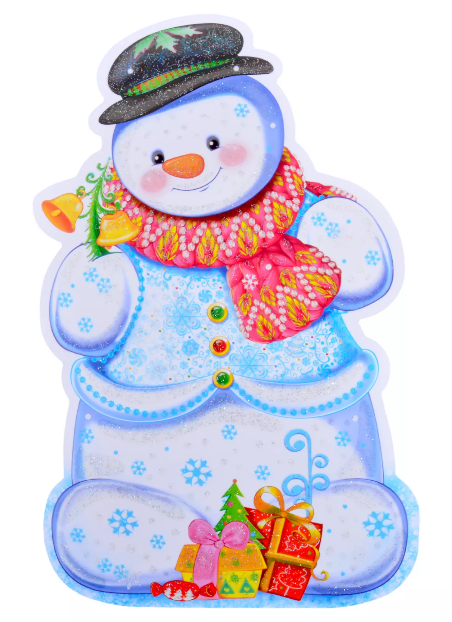  - Плакат вырубной "Снеговичок с подарками"