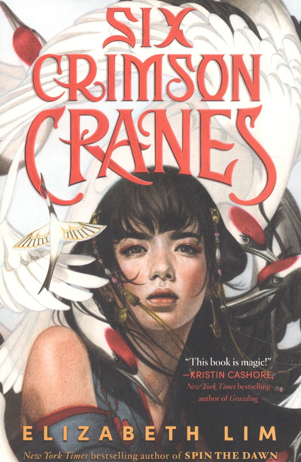 

Six crimson cranes