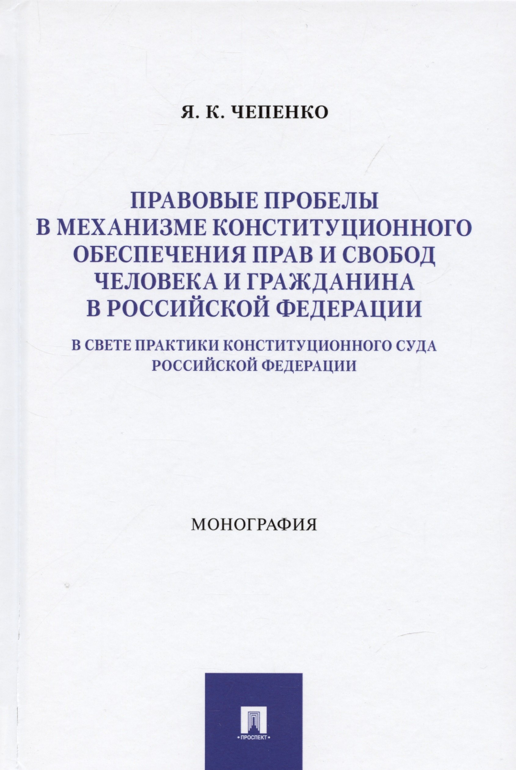 

Правовые пробелы в механизме конституционного обеспечения прав и свобод человека и гражданина в РФ (в свете практики Конституционного Суда Российской Федерации). Монография